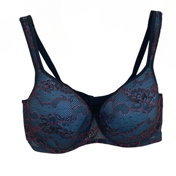 Cacique by lane Bryant red Black Blue Full Coverage bra lace size 42DDD - Picture 1 of 8